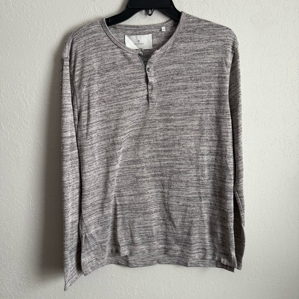 Men’s XL Gray 7Diamonds Henley Casual Streetwear Lightweight Long Sleeve Shirt